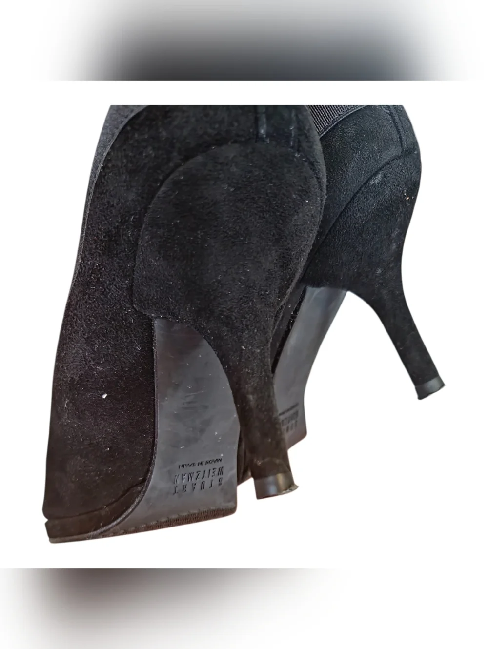STUART WEITZMAN Black Suede Kitten Heel Booties Women's Size 7 1/2 M Minimalist